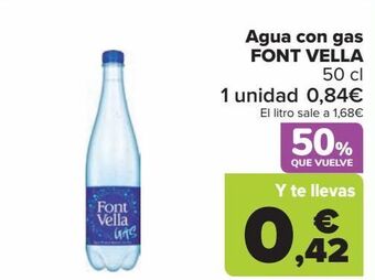 Carrefour Agua con gas font vella oferta