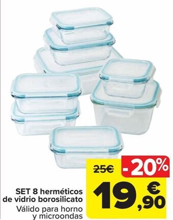 Carrefour Set 8 herméticos de vidrio borosilicato oferta