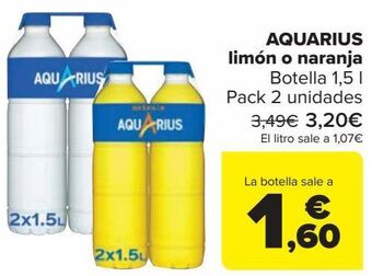 Carrefour Aquarius limón o naranja oferta
