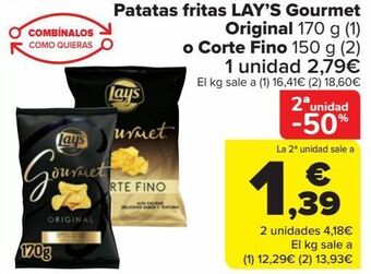 Carrefour Patatas fritas lay's gourmet original o corte fino oferta