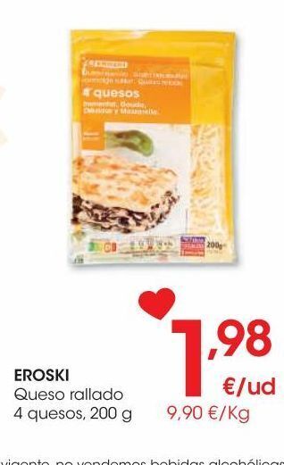 Eroski Eroski queso rallado 4 quesos 200 g oferta