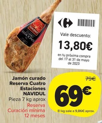 Carrefour Market Jamón curado reserva cuatro estaciones navidul oferta