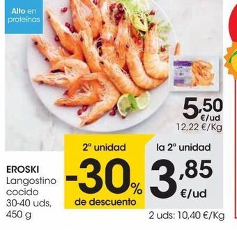 Eroski Eroski langostino cocido 30-40 uds 450 g oferta