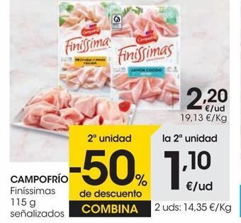 Eroski Campofrío pechuga de pavo finissimas 115 g oferta