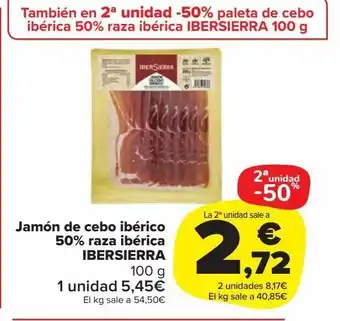 Carrefour Market Jamón de cebo ibérico 50% raza ibérica ibersierra oferta