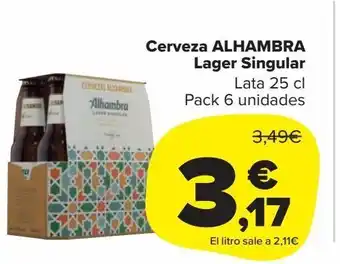 Carrefour Market Cerveza alhambra lager singular oferta