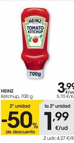 Eroski Heinz ketchup 700 g oferta