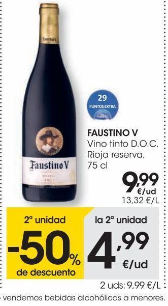 Eroski Faustino v vino tinto d.o.c. rioja reserva 75 cl oferta
