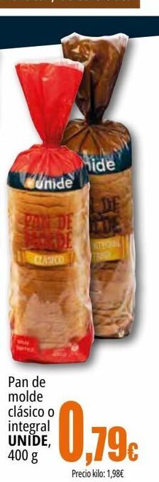 Unide Supermercados Pan de molde clásico o integral unide oferta