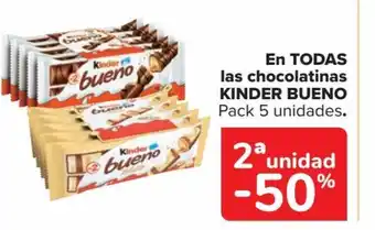 Carrefour EN TODAS las chocolatinas KINDER BUENO Pack 5 unidades. oferta