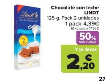 Carrefour Chocolate con leche LINDT oferta