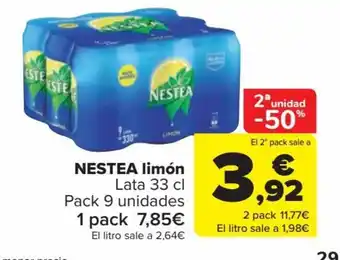 Carrefour NESTEA limón Lata 33 cl Pack 9 unidades oferta