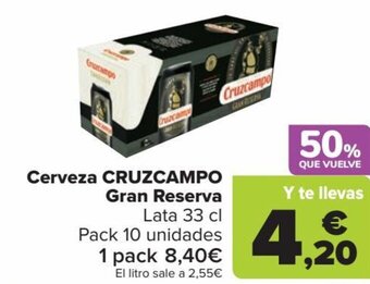 Carrefour Cerveza CRUZCAMPO Gran Reserva Lata 33 cl oferta