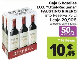 Carrefour Caja 6 botellas D.O. "Utiel-Requena" FAUSTINO RIVERO Tinto Reserva 75 cl oferta
