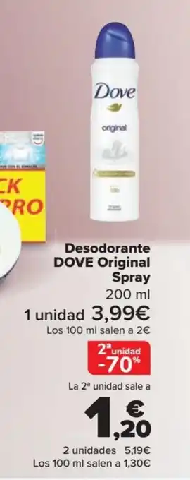 Carrefour Desodorante DOVE Original Spray 200ml oferta