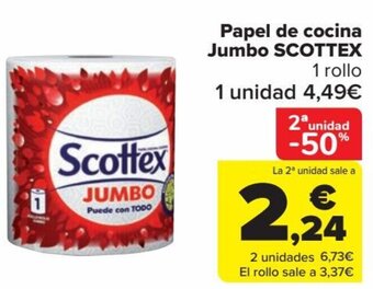 Carrefour Papel de cocina Jumbo SCOTTEX oferta