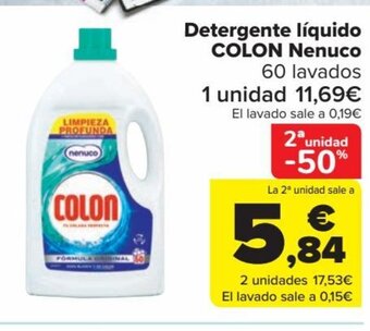 Carrefour Detergente líquido COLON Nenuco 60 lavados oferta