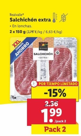 Lidl Salchichón extra realvalle oferta