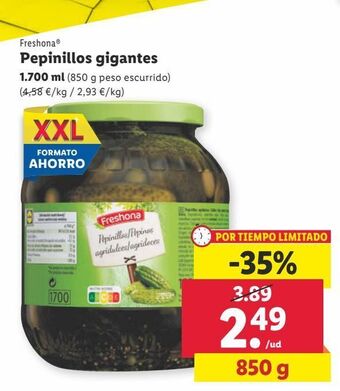Lidl Pepinillos freshona oferta
