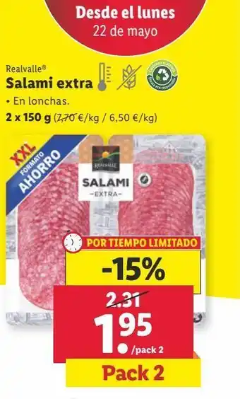 Lidl Salami realvalle oferta