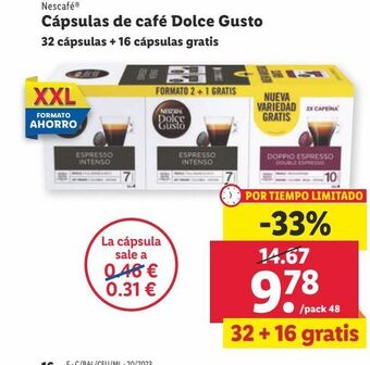 Lidl Cápsulas de café nescafé oferta