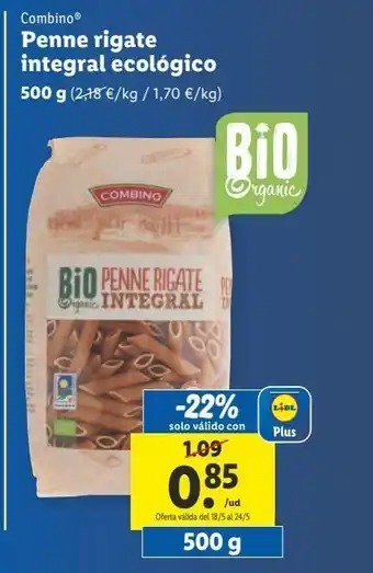 Lidl Pasta integral combino oferta