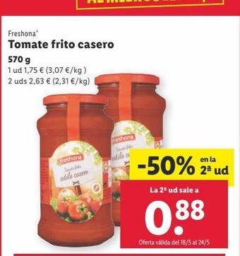 Lidl Tomate frito freshona oferta
