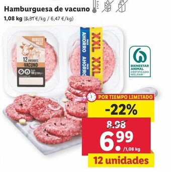 Lidl Hamburguesas de vacuno oferta