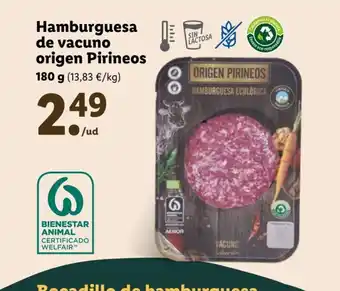 Lidl Hamburguesa de vacuno origen Pirineos oferta