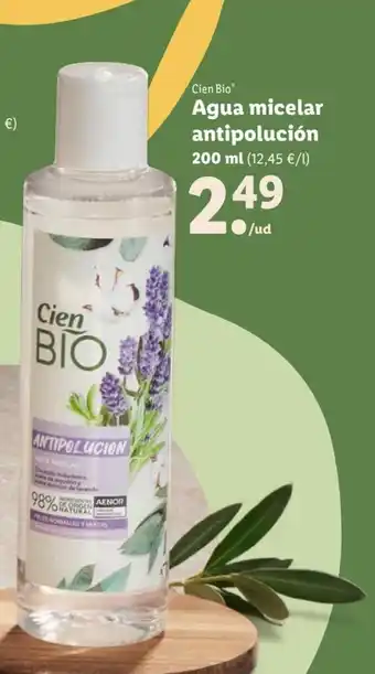 Lidl Cien Bio Agua micelar antipolución 200 ml (12,45 €/l) oferta