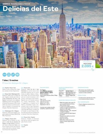 Tui Travel PLC América. estados unidos y canadá delicias del este new 7 días / 5 noches ⓒ nueva york, washington dc y niagara dia 1 esp oferta