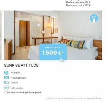 Tui Travel PLC Sunrise attitude primera 101 media pensión couple (18) solo adultos oferta luna de miel aplicada en precios precio desd oferta