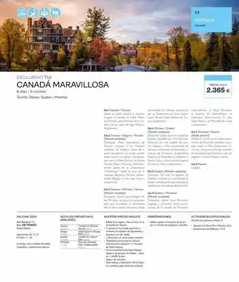 Exclusivo tui canadá maravillosa 8 días / 6 noches toronto, ottawa, quebec y montreal salidas 2023 tour exclusivo tul ba
