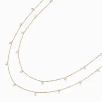 Claire's Gold diamond cubic zirconia multi strand necklace oferta