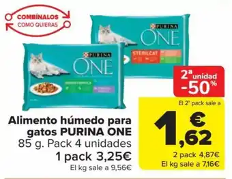 Carrefour Alimento húmedo para gatos PURINA ONE oferta