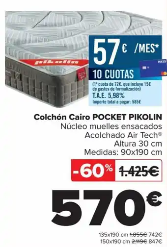 Carrefour Colchón Cairo POCKET PIKOLIN oferta
