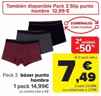 Carrefour Pack 3 bóxer punto hombre oferta