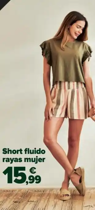 Carrefour Short fluido rayas mujer oferta
