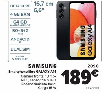 Carrefour Smartphone libre GALAXY A14 oferta
