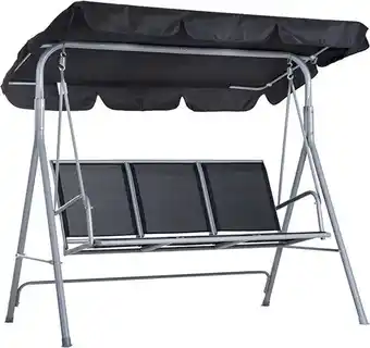 Amazon Outsunny columpio balancín jardín de 3 plazas con toldo ajustable respaldo transpirable y marco de metal para terraza balc... oferta