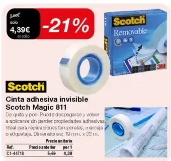 Staples Kalamazoo Cinta adhesiva invisible Scotch Magic 811 oferta