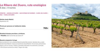 Viajes El Corte Inglés La Ribera del Duero, ruta enológica 5 días • 4 noches oferta