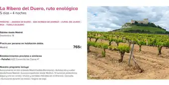 Viajes El Corte Inglés La Ribera del Duero, ruta enológica 5 días • 4 noches oferta