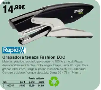 Staples Kalamazoo Grapadora tenaza Fashion ECO oferta