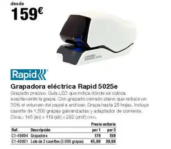 Staples Kalamazoo Grapadora eléctrica Rapid 5025e oferta