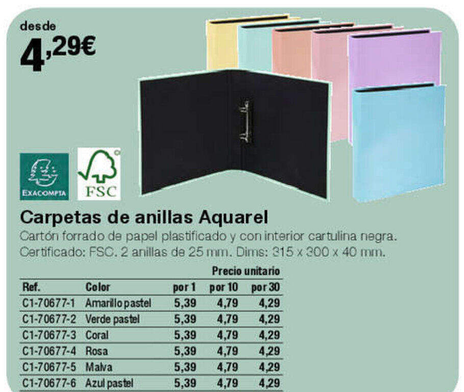 Staples Kalamazoo Carpetas de anillas Aquarel oferta