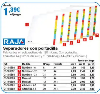 Staples Kalamazoo Separadores con portadilla oferta