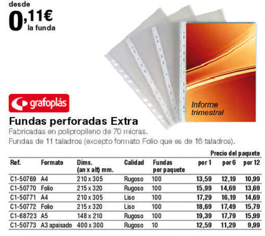 Staples Kalamazoo Fundas perforadas Extra oferta