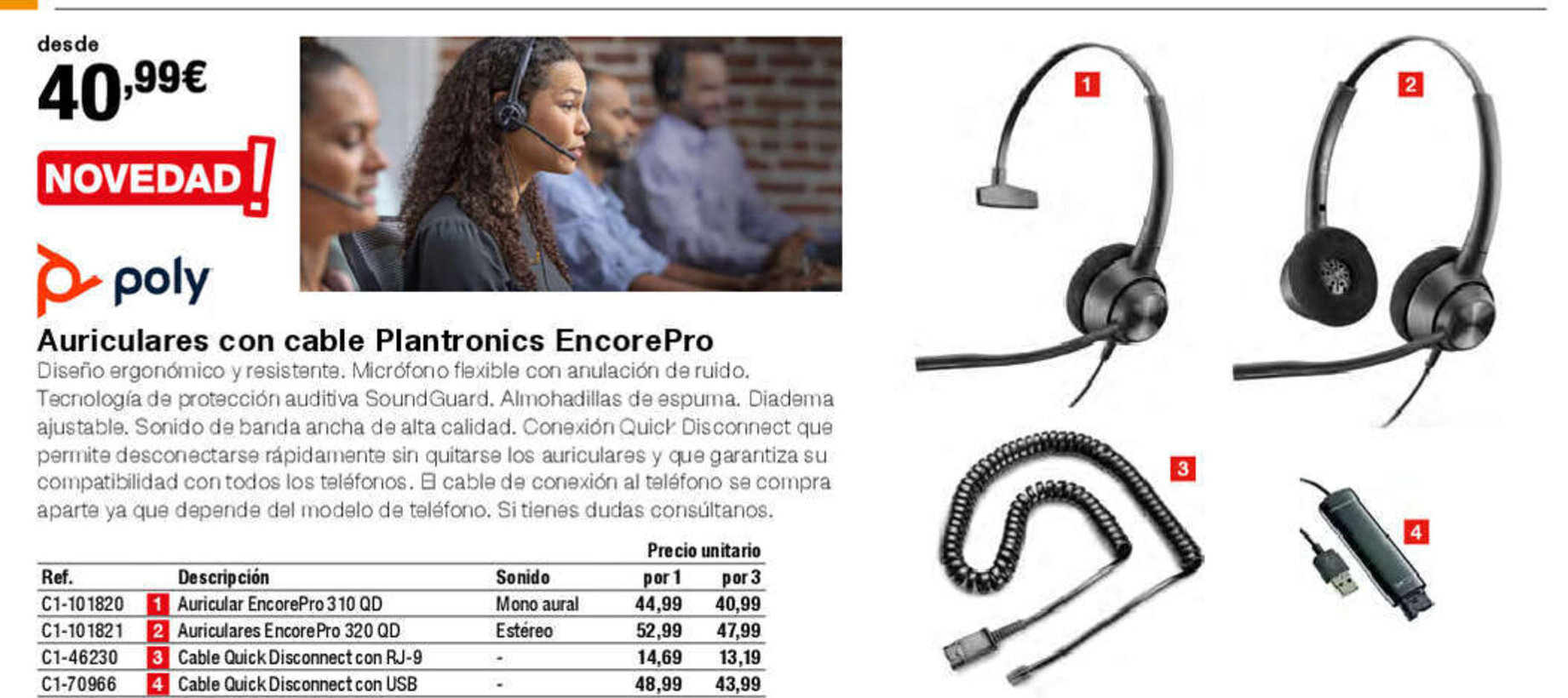 Staples Kalamazoo Auriculares con cable Plantronics Encore Pro oferta