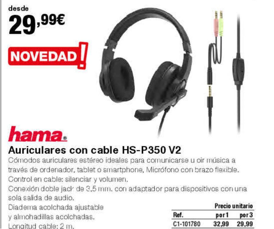 Staples Kalamazoo Auriculares con cable HS-P350 V2 oferta